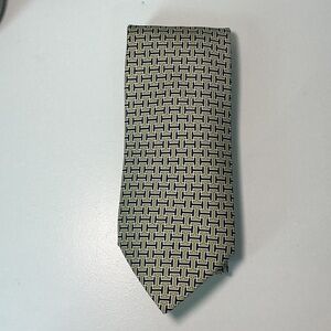 Hermes Geometric Black and Gold Tie